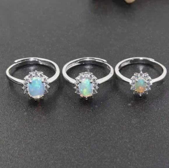 Genuine Opal Flower Ring 925 Sterling Silver Ring - Picture 4 of 7